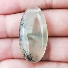 Prehnite Naturale Forma Ovale Piatto Cabochon Liscio Fatto a Mano 36X18X8mm 10,45gm 1pz