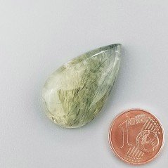 Prehnite Naturale Forma Goccia Piatto Cabochon Liscio Fatto a Mano 30X18mm 6,30gm 1pz