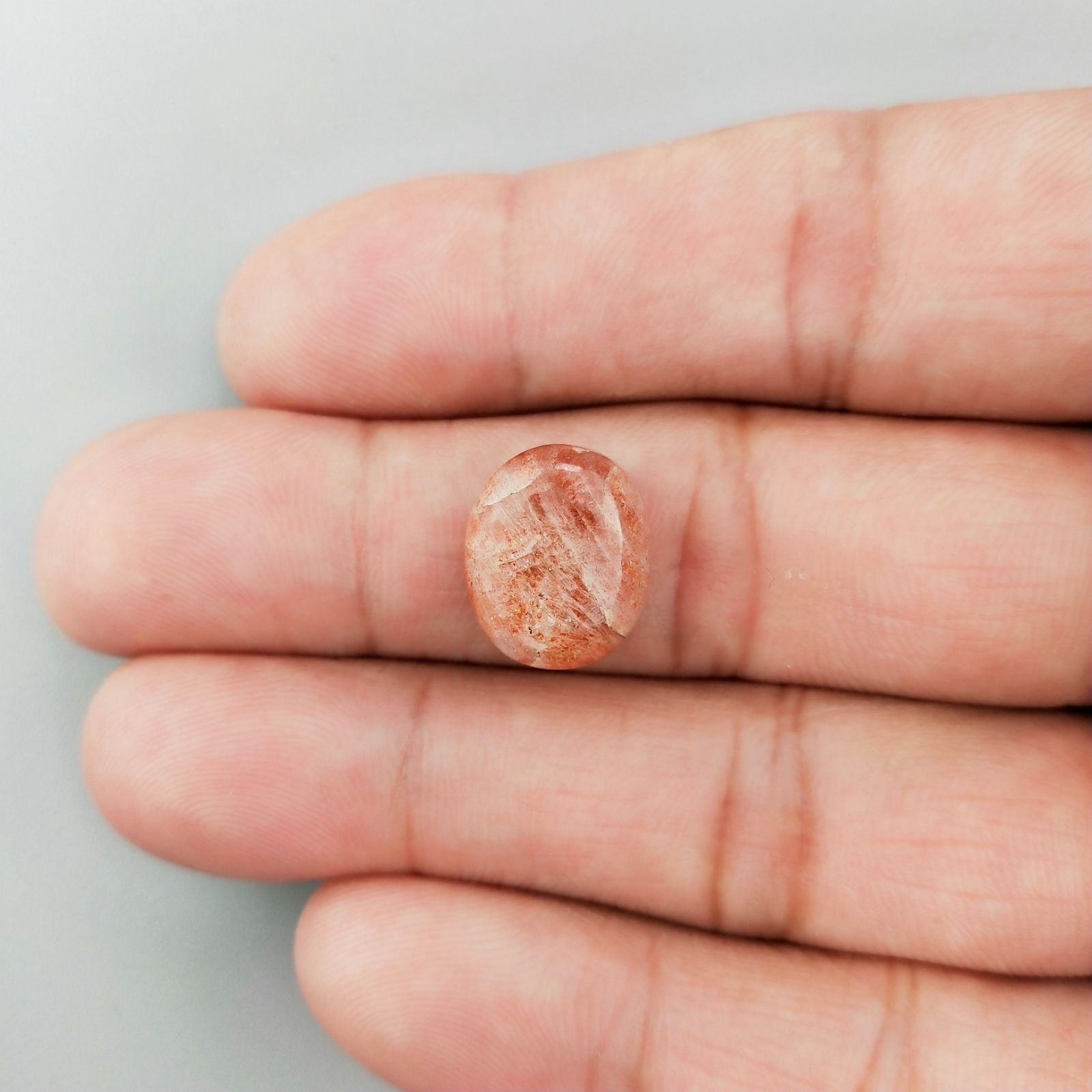 Pietra Di Sole 'Eliolite' Naturale Forma Ovale Piatto Cabochon Liscio Fatto a Mano 14X11X6mm 8,60 Carati 1pz
