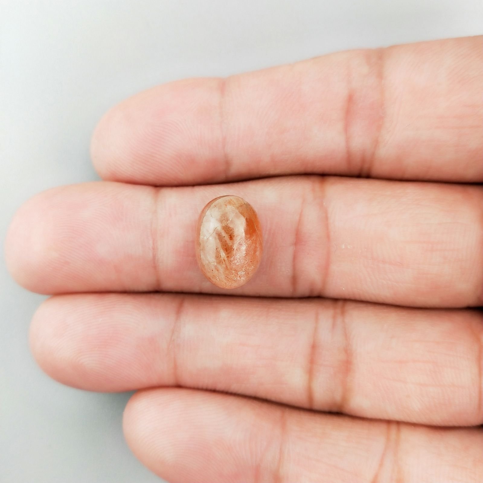 Pietra Di Sole 'Eliolite' Naturale Forma Ovale Piatto Cabochon Liscio Fatto a Mano 13X9X6mm 6,85 Carati 1pz