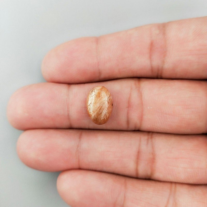 Pietra Di Sole 'Eliolite' Naturale Forma Ovale Piatto Cabochon Liscio Fatto a Mano 13X9X5mm 4,65 Carati 1pz