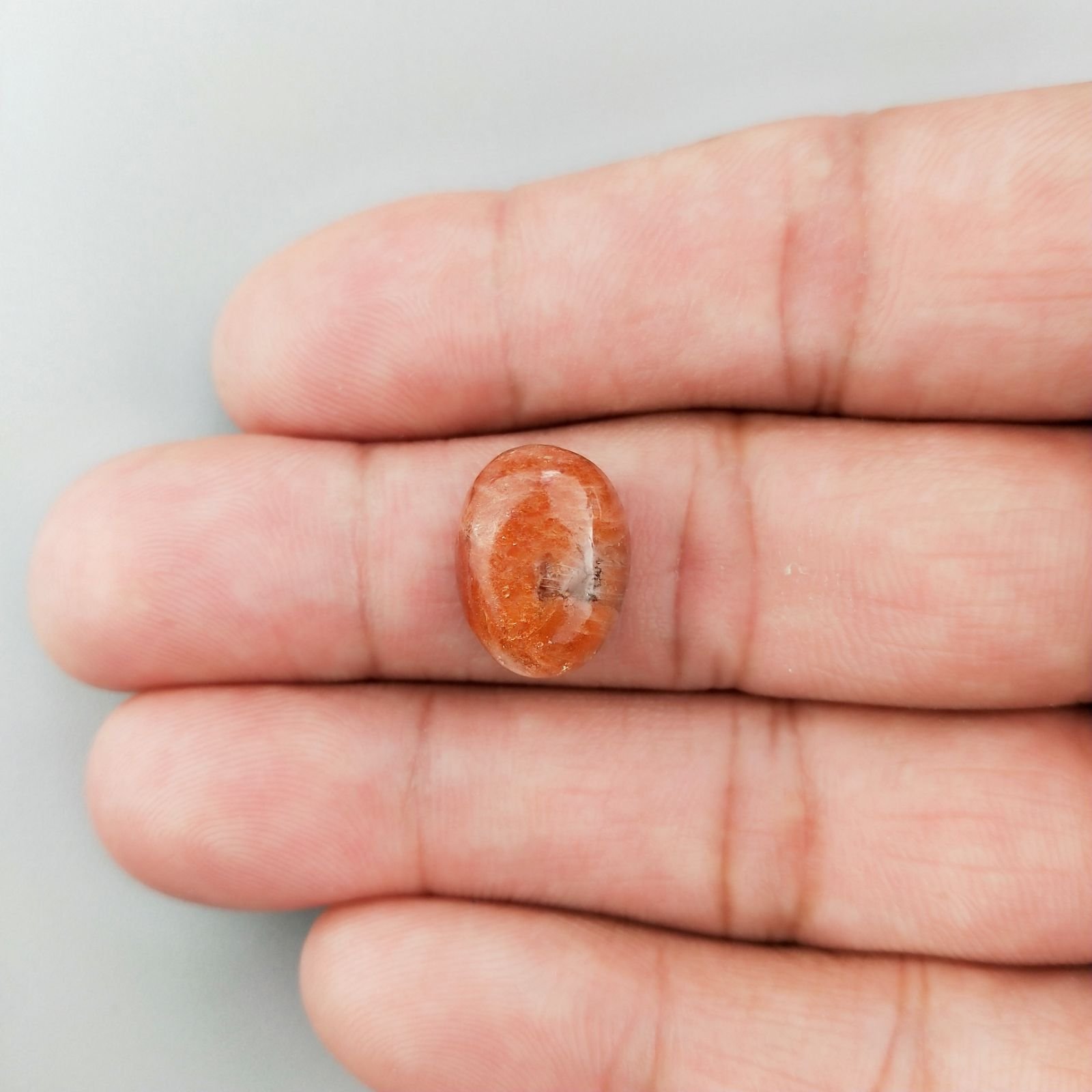 Pietra Di Sole 'Eliolite' Naturale Forma Ovale Piatto Cabochon Liscio Fatto a Mano 14X11X6mm 8,65 Carati 1pz