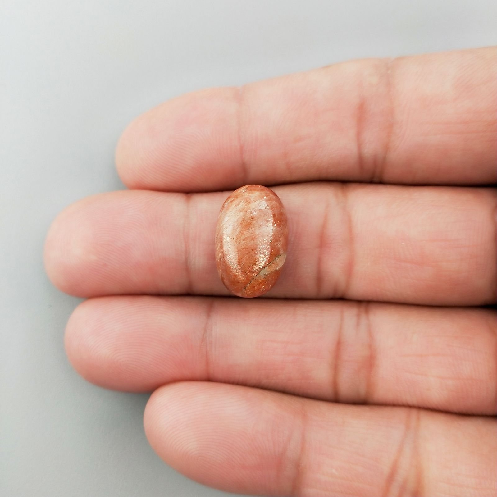 Pietra Di Sole 'Eliolite' Naturale Forma Ovale Piatto Cabochon Liscio Fatto a Mano 17X11X6mm 9,00 Carati 1pz