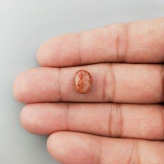 Pietra Di Sole 'Eliolite' Naturale Forma Ovale Piatto Cabochon Liscio Fatto a Mano 11X9X6mm 4,85 Carati 1pz