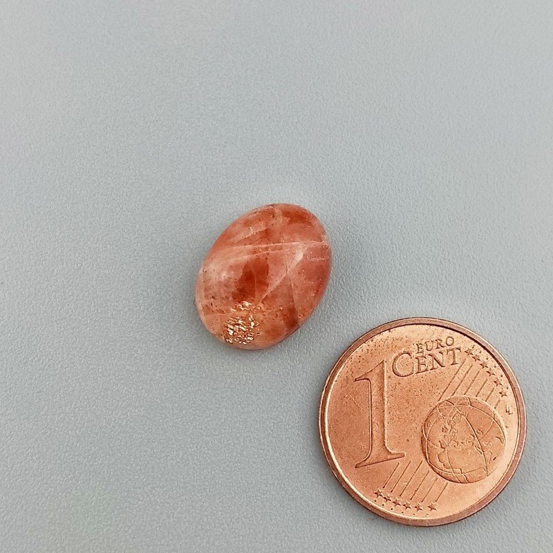Cabochon di Pietra di Sole Eliolite Naturale Ovale, Piatto e Liscio, 12x9x5 mm, 4,60 ct, Fatto a Mano