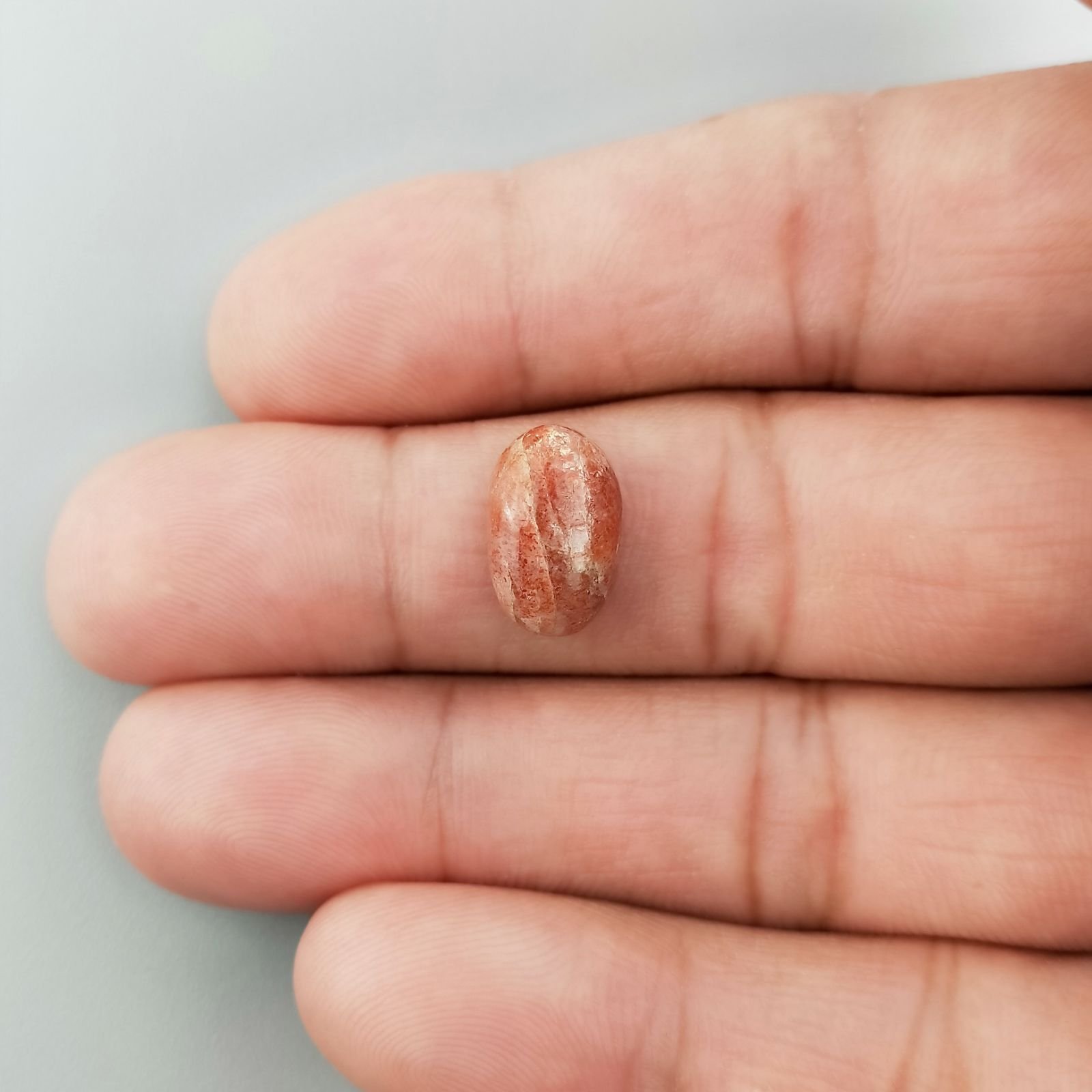 Pietra Di Sole 'Eliolite' Naturale Forma Ovale Piatto Cabochon Liscio Fatto a Mano 13X8X5mm 4,80 Carati 1pz