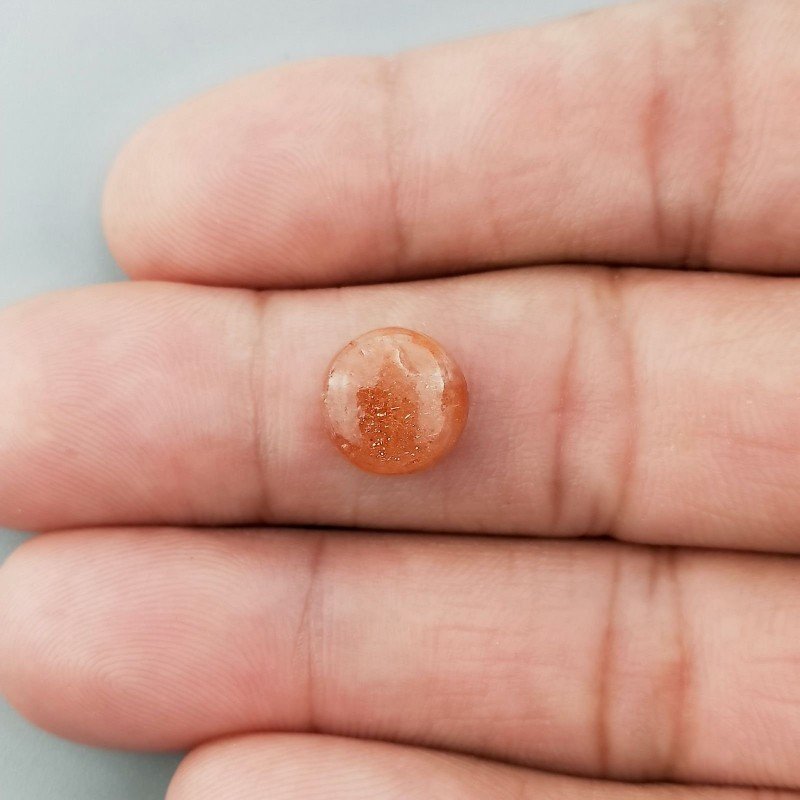 Pietra Di Sole 'Eliolite' Naturale Forma Tondo Piatto Cabochon Liscio Fatto a Mano 10X10X4mm 3,15 Carati 1pz