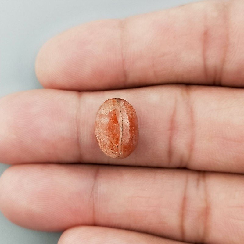 Pietra Di Sole 'Eliolite' Naturale Forma Ovale Piatto Cabochon Liscio Fatto a Mano 13X9X5mm 5,50 Carati 1pz