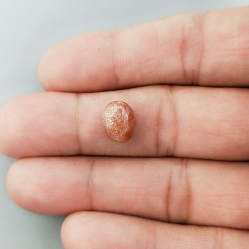 Pietra Di Sole 'Eliolite' Naturale Forma Ovale Piatto Cabochon Liscio Fatto a Mano 10X8X5mm 3,90 Carati 1pz