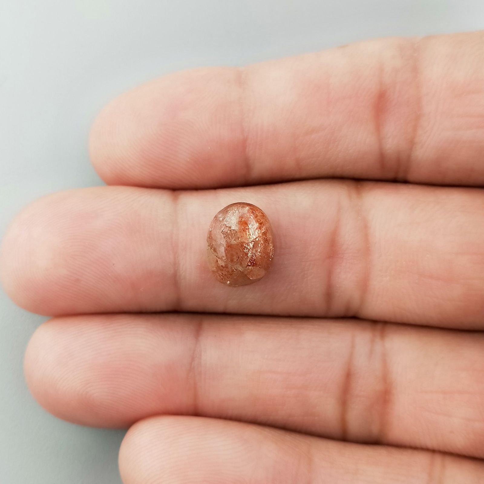 Pietra Di Sole 'Eliolite' Naturale Forma Ovale Piatto Cabochon Liscio Fatto a Mano 11X9X5mm 3,65 Carati 1pz