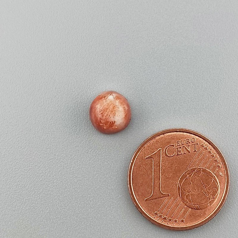 Cabochon di Pietra di Sole Eliolite Naturale Tondo, Piatto e Liscio, 7x7x4 mm, 1,65 ct, Fatto a Mano