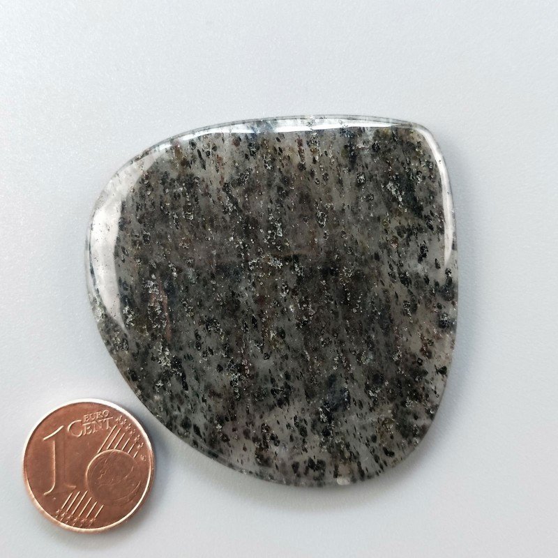 Cabochon di Quarzo Rutilato Moss Naturale Cuore, Piatto e Liscio, 48x47 mm, 18,80 g, Fatto a Mano