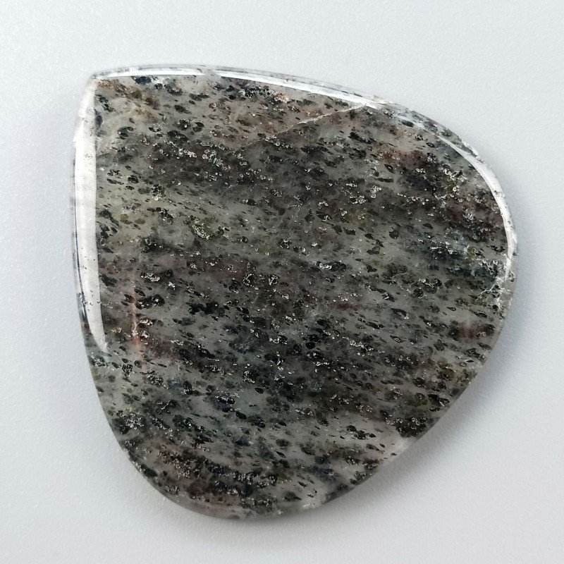 Quarzo Rutilato Moss Naturale Forma Cuore Piatto Cabochon Liscio Fatto a Mano 49x46mm 16,35gm 1pz