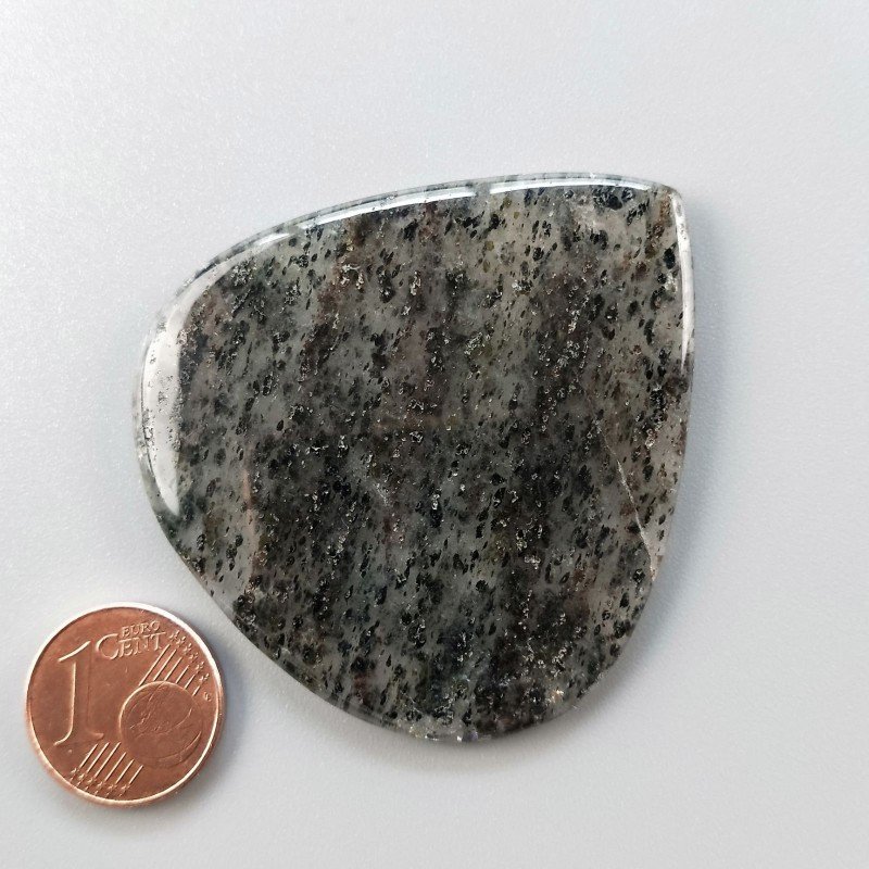 Cabochon di Quarzo Rutilato Moss Naturale Cuore, Piatto e Liscio, 49x46 mm, 16,35 g, Fatto a Mano