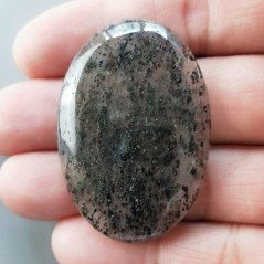 Quarzo Rutilato Moss Naturale Forma Ovale Piatto Cabochon Liscio Fatto a Mano 46X31mm 14.53gm 1pz