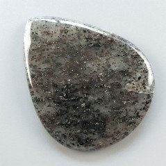 Quarzo Rutilato Moss Naturale Forma Goccia Piatto Cabochon Liscio Fatto a Mano 46X37mm 14.46gm 1pz