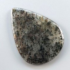 Quarzo Rutilato Moss Naturale Forma Goccia Piatto Cabochon Liscio Fatto a Mano 48X35mm 11.45gm 1pz