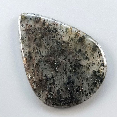 Quarzo Rutilato Moss Naturale Forma Goccia Piatto Cabochon Liscio Fatto a Mano 48X35mm 11.45gm 1pz