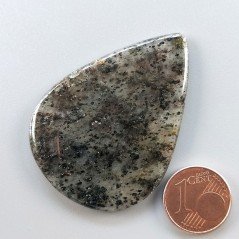 Quarzo Rutilato Moss Naturale Forma Goccia Piatto Cabochon Liscio Fatto a Mano 48X35mm 11.45gm 1pz