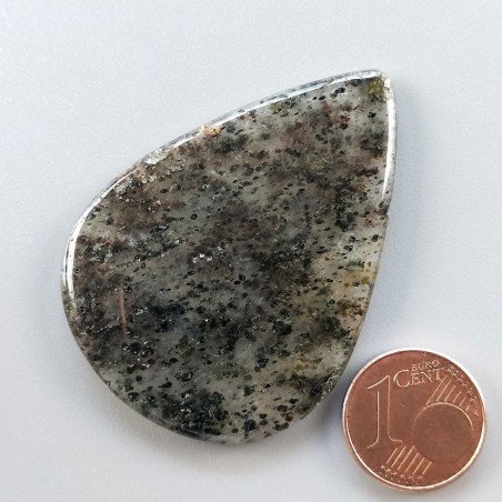 Quarzo Rutilato Moss Naturale Forma Goccia Piatto Cabochon Liscio Fatto a Mano 48X35mm 11.45gm 1pz