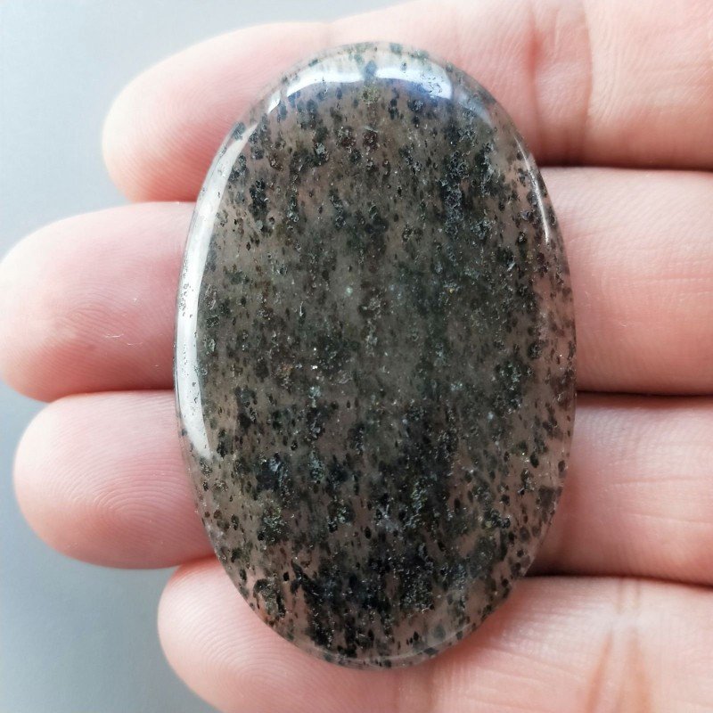 Quarzo Rutilato Moss Naturale Forma Ovale Piatto Cabochon Liscio Fatto a Mano 52X33mm 14.70gm 1pz