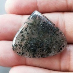 Cabochon di Quarzo Rutilato Moss Naturale Cuore, Piatto e Liscio, 31x27 mm, 5,56 g, Fatto a Mano