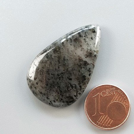 Quarzo Rutilato Moss Naturale Forma Goccia Piatto Cabochon Liscio Fatto a Mano 34X21mm 6,00gm 1pz