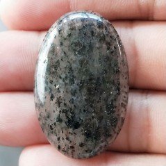Cabochon di Quarzo Rutilato Moss Naturale Ovale, Piatto e Liscio, 38x24 mm, 8,60 g, Fatto a Mano