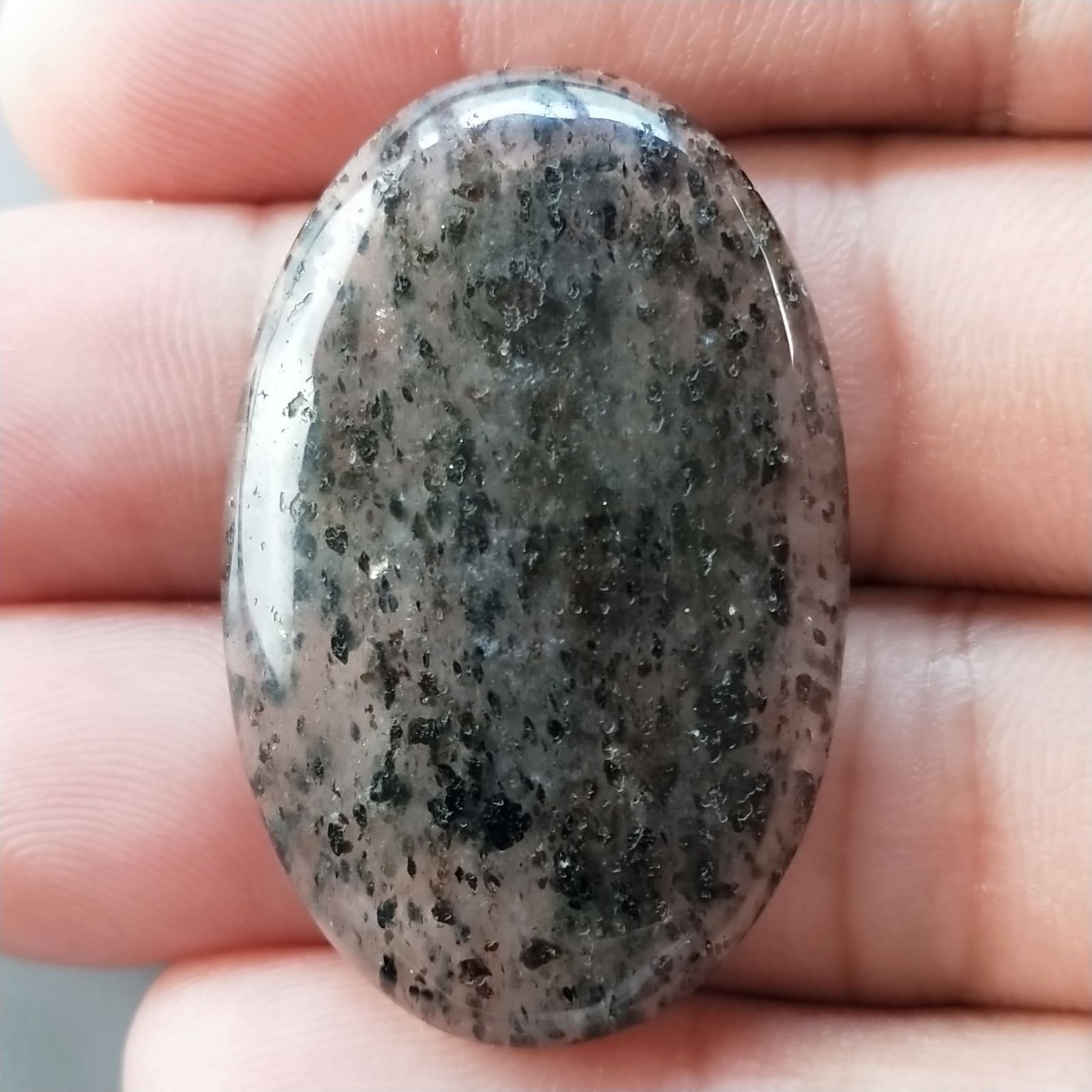 Quarzo Rutilato Moss Naturale Forma Ovale Piatto Cabochon Liscio Fatto a Mano 38X24mm 8.60gm 1pz