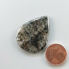 Quarzo Rutilato Moss Naturale Forma Goccia Piatto Cabochon Liscio Fatto a Mano 31X24mm 4.70gm 1pz