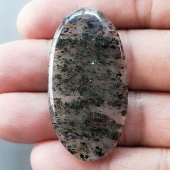 Quarzo Rutilato Moss Naturale Forma Ovale Piatto Cabochon Liscio Fatto a Mano 45X23mm 9.20gm 1pz
