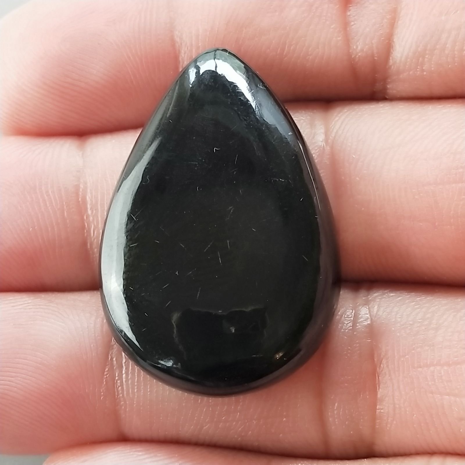Ossidiana Arcobaleno Sheen Forma Goccia Piatto Cabochon Liscio Fatto a Mano 21X14X5mm 2,16gm 1pz
