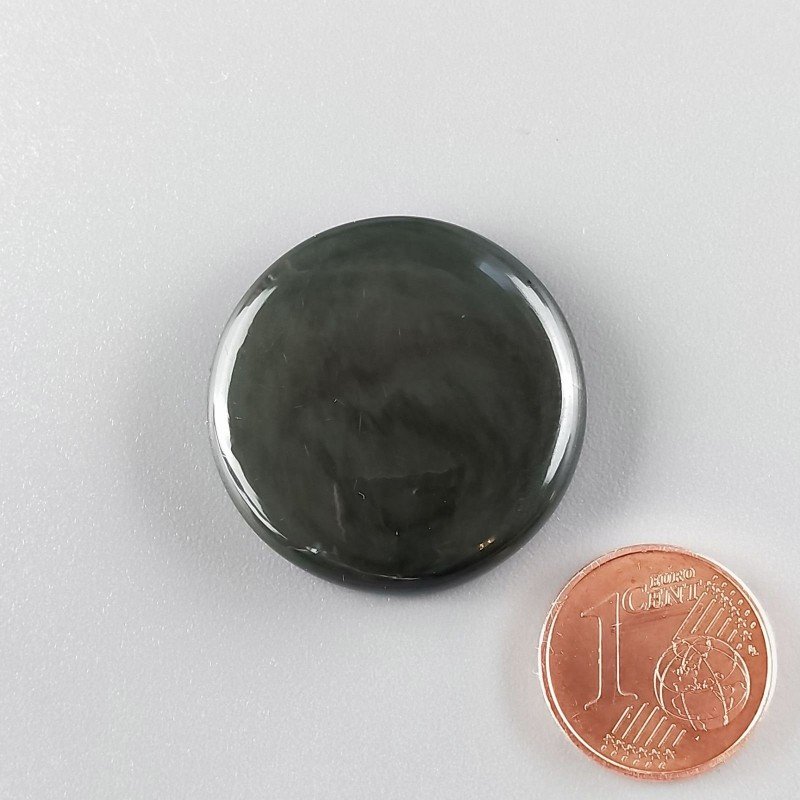 Cabochon di Ossidiana Arcobaleno Sheen Tondo, Piatto e Liscio, 27x6 mm, 7,00 g, Fatto a Mano