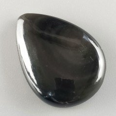 Cabochon di Ossidiana Arcobaleno Sheen Goccia, Piatto e Liscio, 33x24x7 mm, 7,10 g, Fatto a Mano