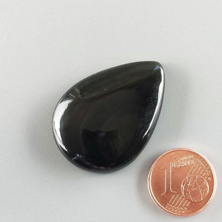 Cabochon di Ossidiana Arcobaleno Sheen Goccia, Piatto e Liscio, 33x24x7 mm, 7,10 g, Fatto a Mano