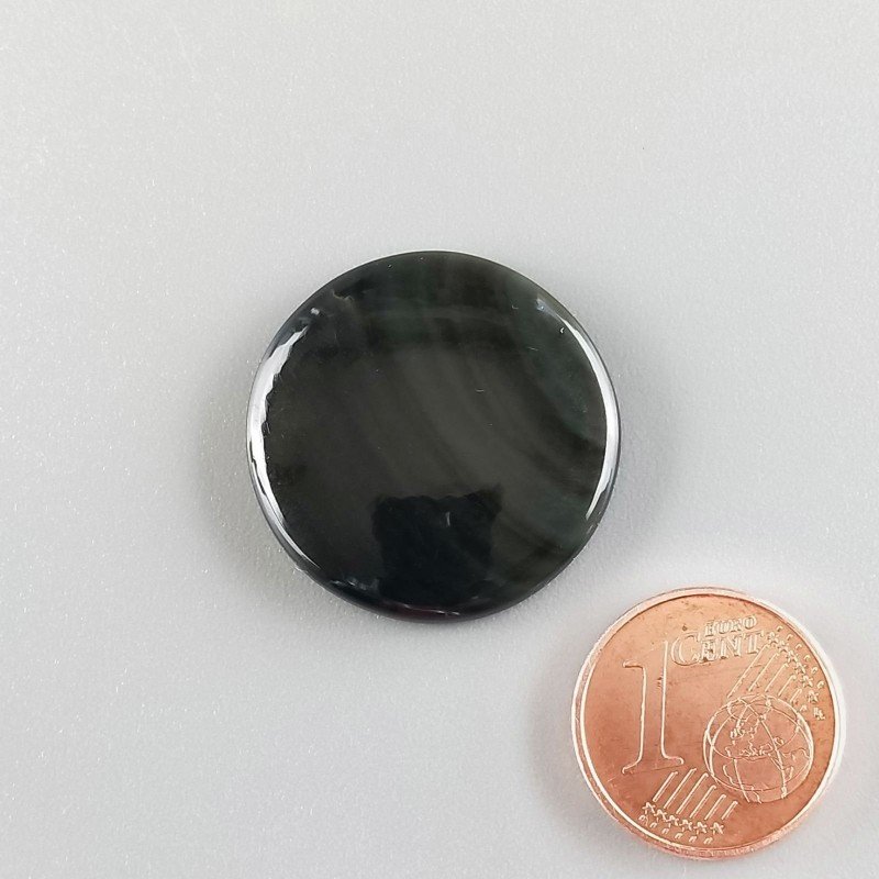 Cabochon di Ossidiana Arcobaleno Sheen Tondo, Piatto e Liscio, 24x4 mm, 3,30 g, Fatto a Mano