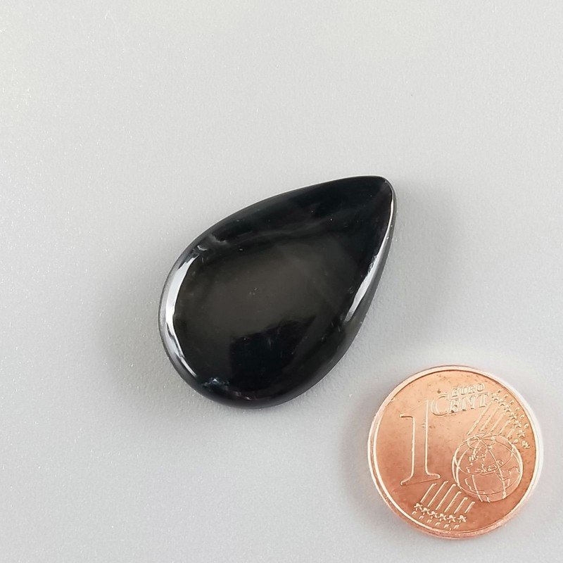 Cabochon di Ossidiana Arcobaleno Sheen Goccia, Piatto e Liscio, 28x18x5 mm, 3,80 g, Fatto a Mano