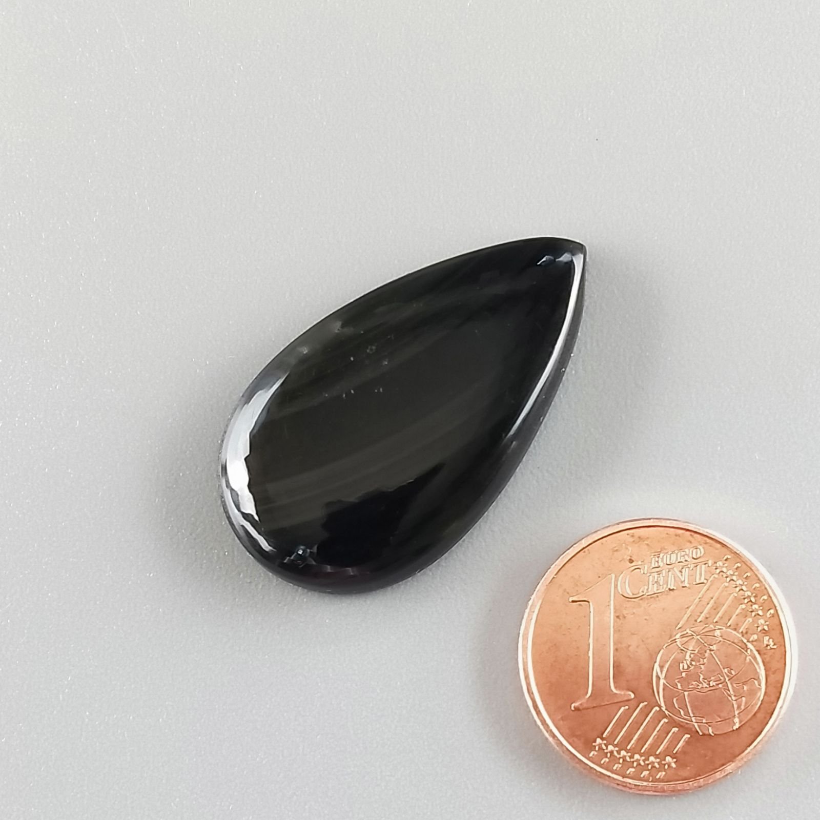 Ossidiana Arcobaleno Sheen Forma Goccia Piatto Cabochon Liscio Fatto a Mano 28X16X4mm 2,86gm 1pz