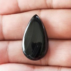 Cabochon di Ossidiana Arcobaleno Sheen Goccia, Piatto e Liscio, 28x16x4 mm, 2,86 g, Fatto a Mano