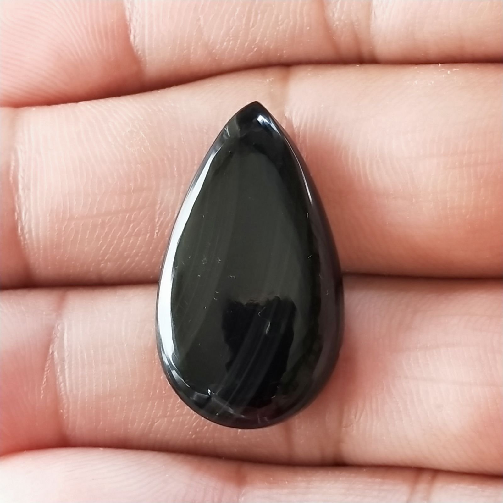 Ossidiana Arcobaleno Sheen Forma Goccia Piatto Cabochon Liscio Fatto a Mano 28X16X4mm 2,86gm 1pz