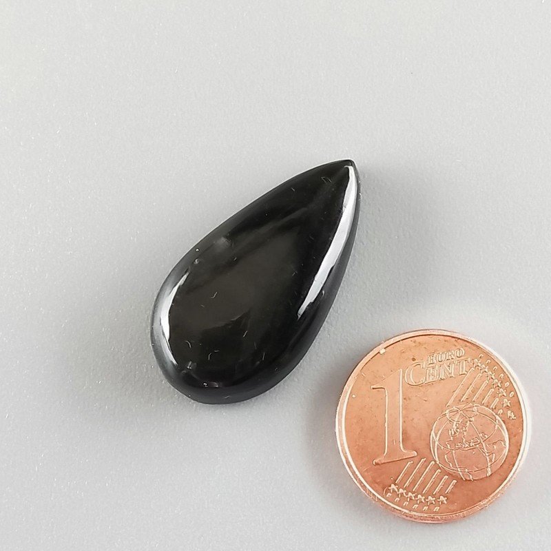 Cabochon di Ossidiana Arcobaleno Sheen Goccia, Piatto e Liscio, 25x14x6 mm, 3,00 g, Fatto a Mano