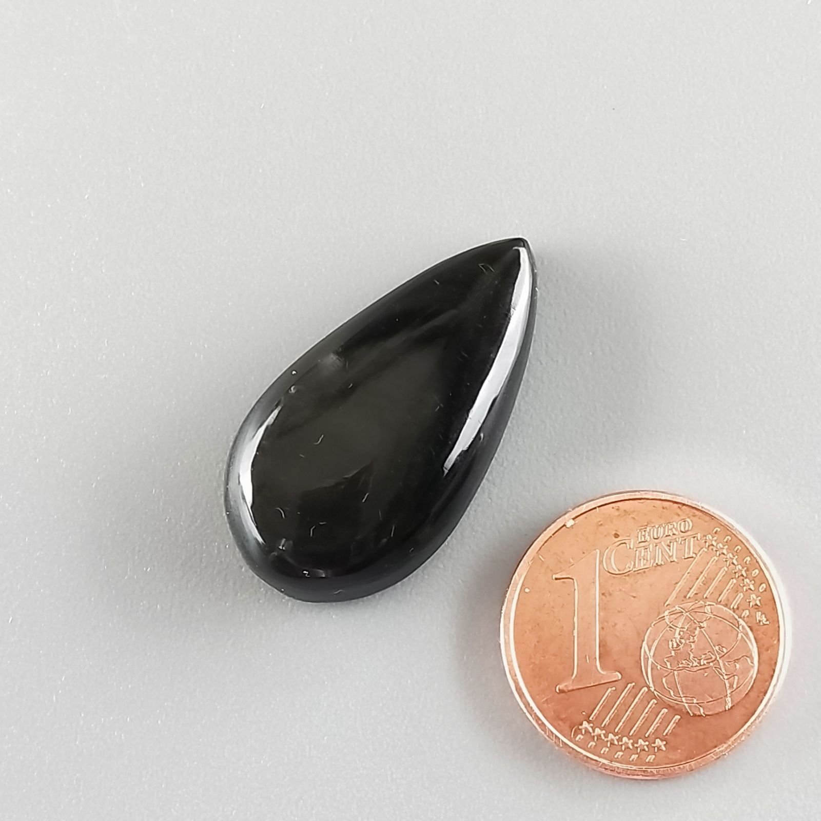 Ossidiana Arcobaleno Sheen Forma Goccia Piatto Cabochon Liscio Fatto a Mano 25X14X6mm 3,00gm 1pz