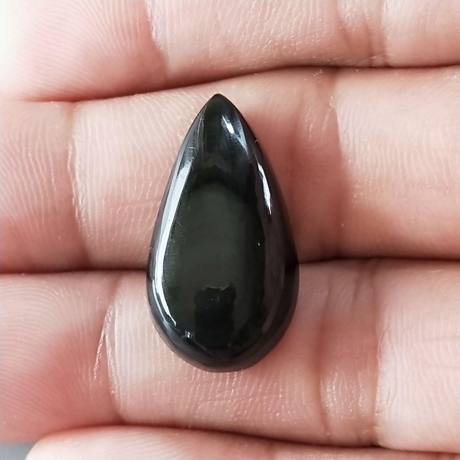 Ossidiana Arcobaleno Sheen Forma Goccia Piatto Cabochon Liscio Fatto a Mano 25X14X6mm 3,00gm 1pz