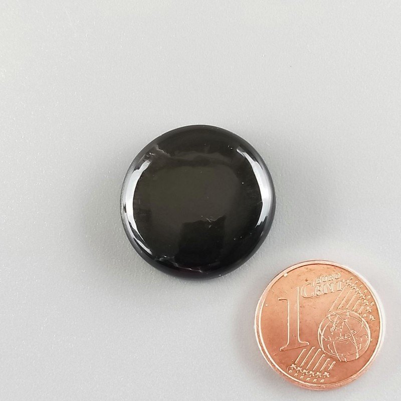 Cabochon di Ossidiana Arcobaleno Sheen Tondo, Piatto e Liscio, 20x6 mm, 3,55 g, Fatto a Mano