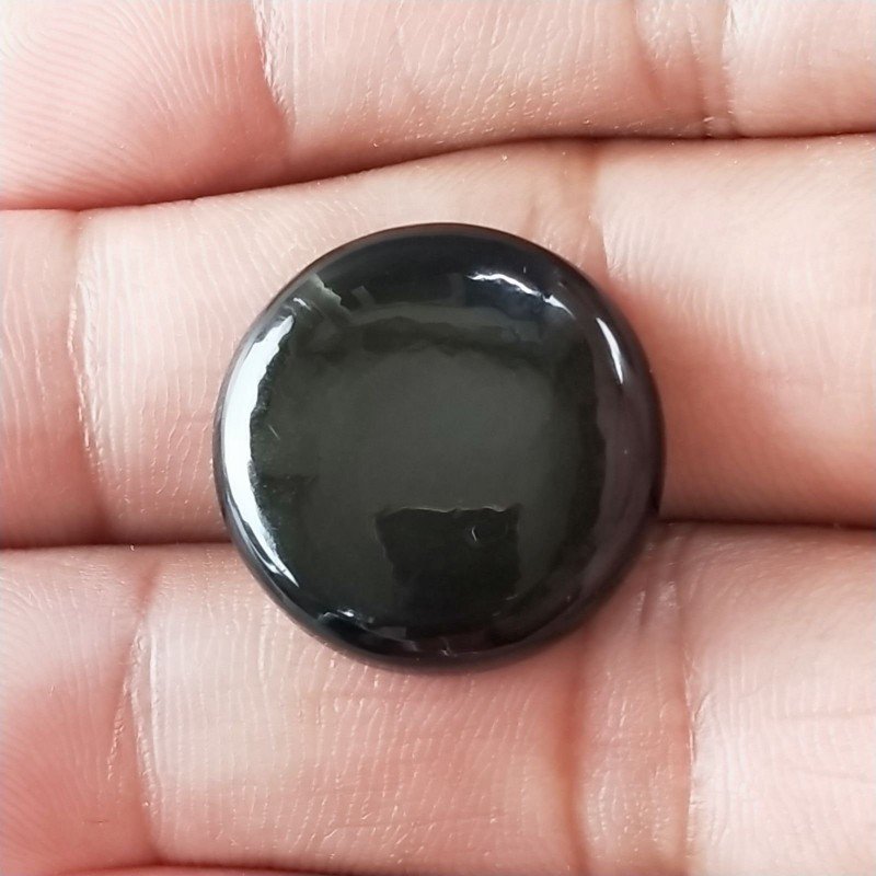 Ossidiana Arcobaleno Sheen Forma Tondo Piatto Cabochon Liscio Fatto a Mano 20X6mm 3,55gm 1pz