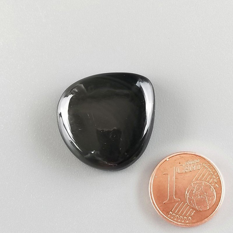 Cabochon di Ossidiana Arcobaleno Sheen Goccia, Piatto e Liscio, 24x23x7 mm, 5,00 g, Fatto a Mano