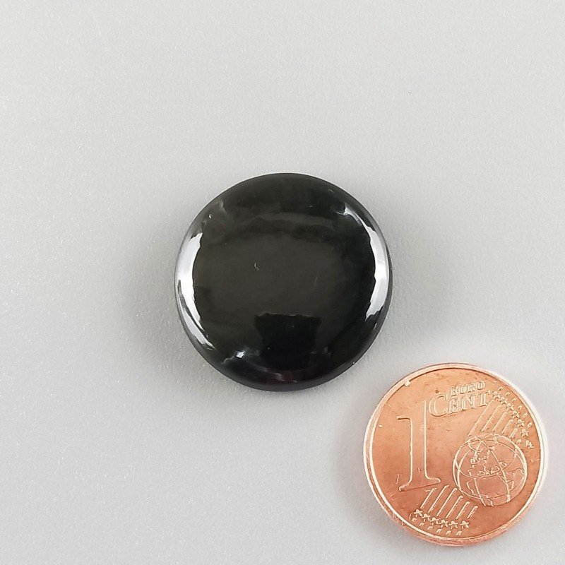 Cabochon di Ossidiana Arcobaleno Sheen Tondo, Piatto e Liscio, 20x5 mm, 2,95 g, Fatto a Mano
