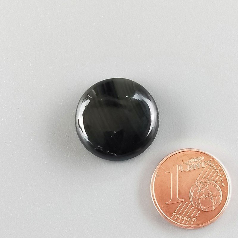 Cabochon di Ossidiana Arcobaleno Sheen Tondo, Piatto e Liscio, 18x5 mm, 2,60 g, Fatto a Mano