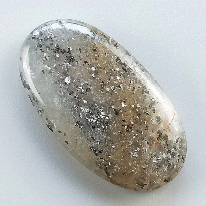 Pietra di Sole Nera Naturale Forma Ovale Piatto Cabochon Liscio Fatto a Mano 34X19X6mm 7,50gm 1pz