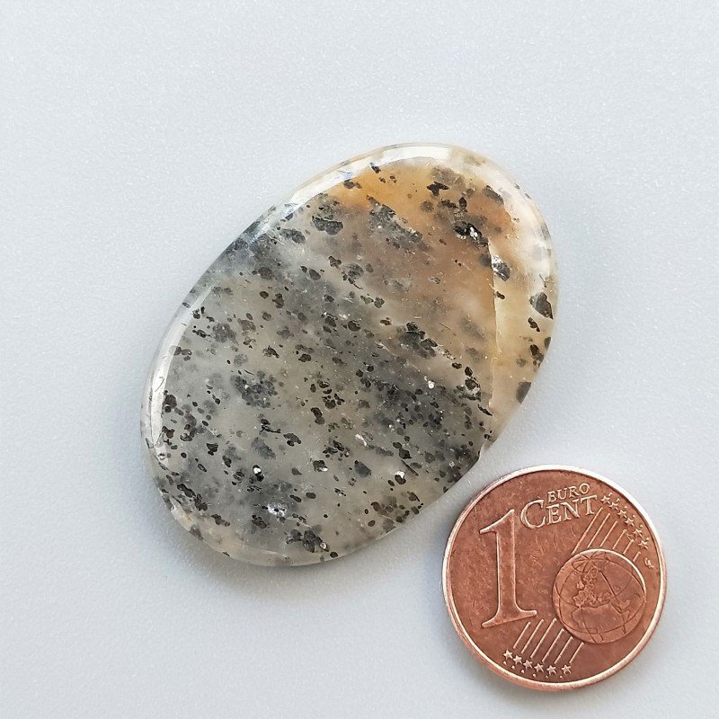 Pietra di Sole Nera Naturale Forma Ovale Piatto Cabochon Liscio Fatto a Mano 35X24X5mm 7,50gm 1pz